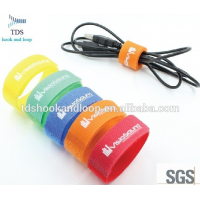 Printed custom logo colorful hook and loop cable tie