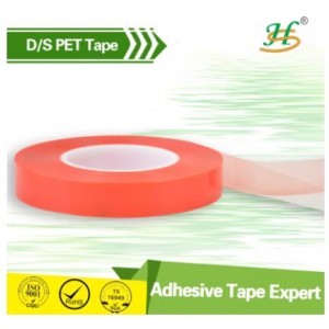 High bonding clear acrylic adhesive double sided pet tape with red liner