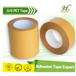 0.05mm thickness Double Sided PET Tape with yellow glassine paper liner