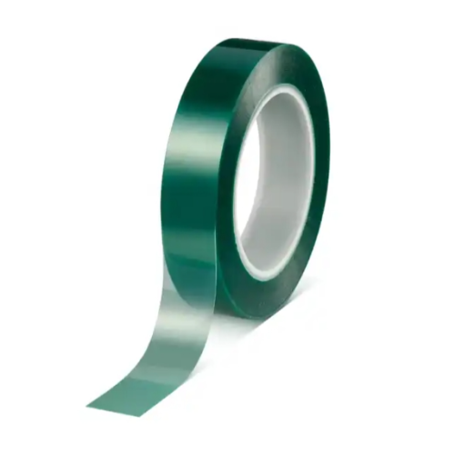 T esa 50600 green-translucent, high-temperature masking tape featuring a polyester backing with a silicone adhesive